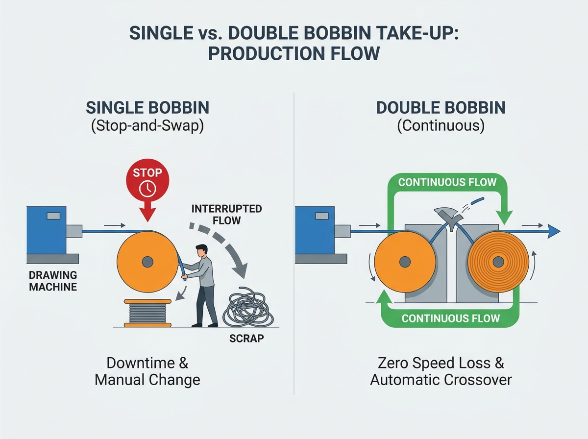 single vs double bobbin take up machine